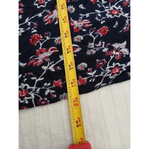 J. Gee Boho Floral Halter Dress Tunic M Navy Blue Embroidered Trim Sleeveless - Picture 9 of 13